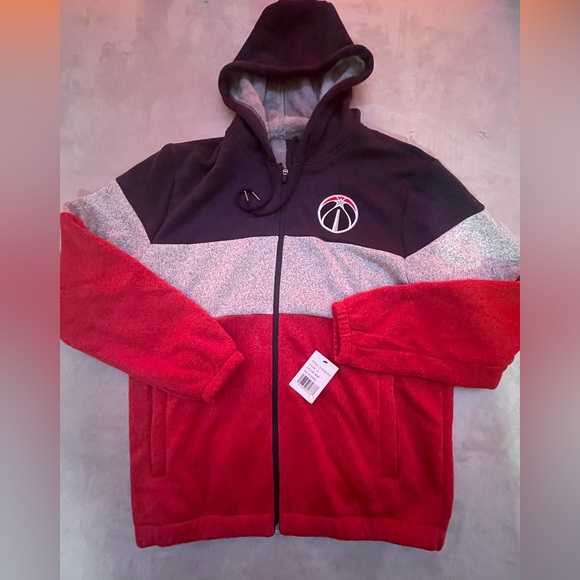 NBA Other - NBA Washington Wizards Knit Jacket Mens Large Hooded Full Zip Color Block New